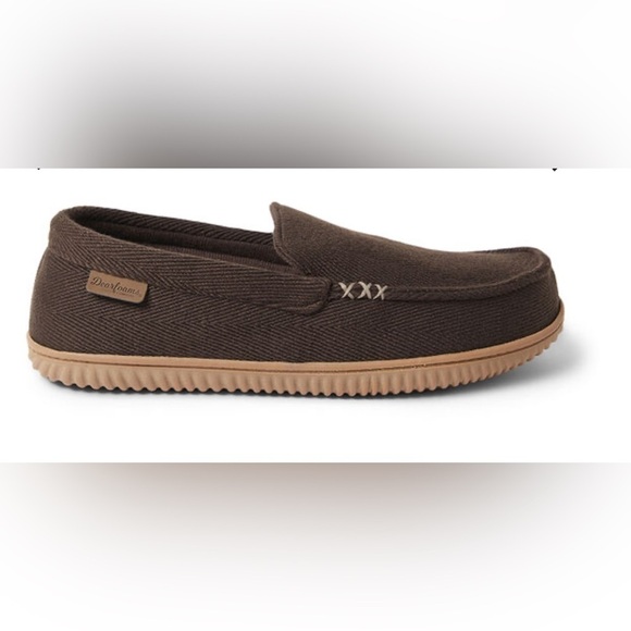 Dearfoams Woven Moccasin with Accent Stitch Size Small - Picture 1 of 6